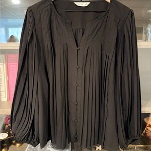Nine West Black Pleated Blouse